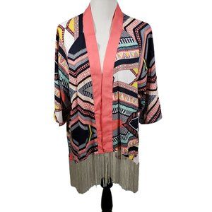 Sami & Jo Women's size Large Multicolor Duster w/ Fringe
